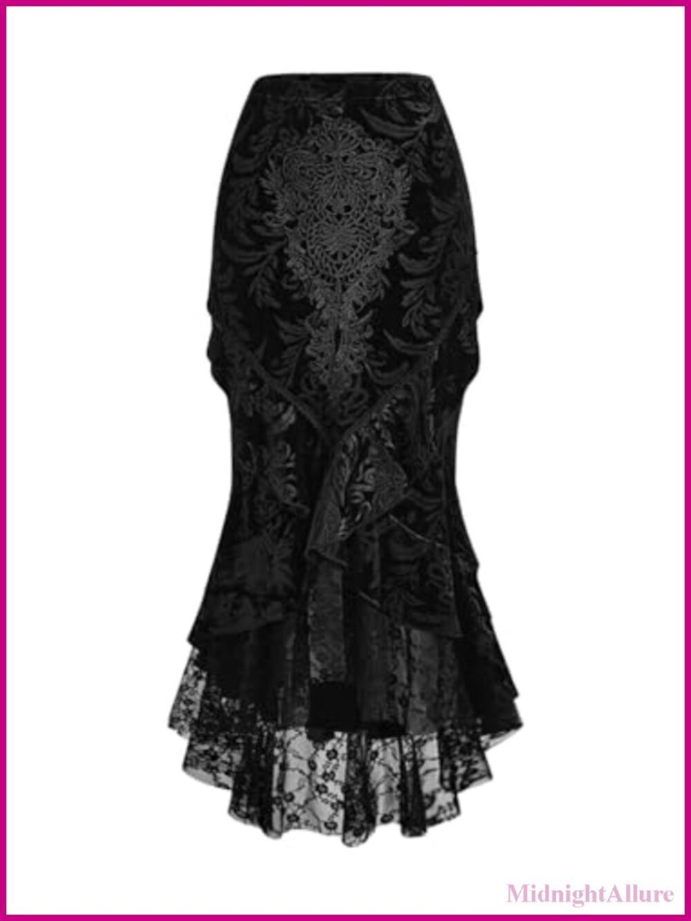 Verdusa Gothic Lace Fishtail Skirt Ruffle Vampire Bodycon Long